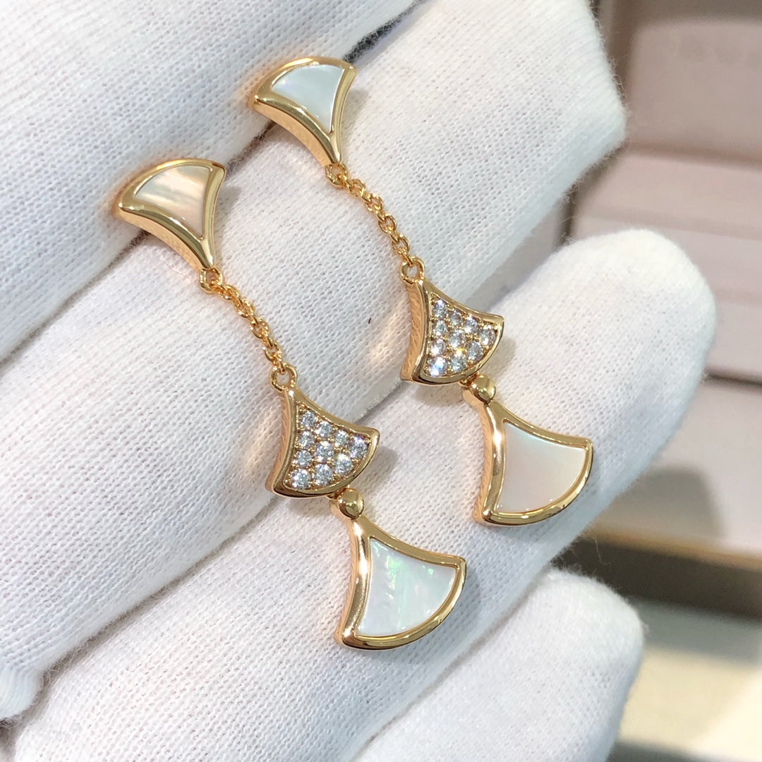 [Lume Jewelry]DREAM EARRINGS 3 MOTIFS DIAMOND MOP PINK GOLD