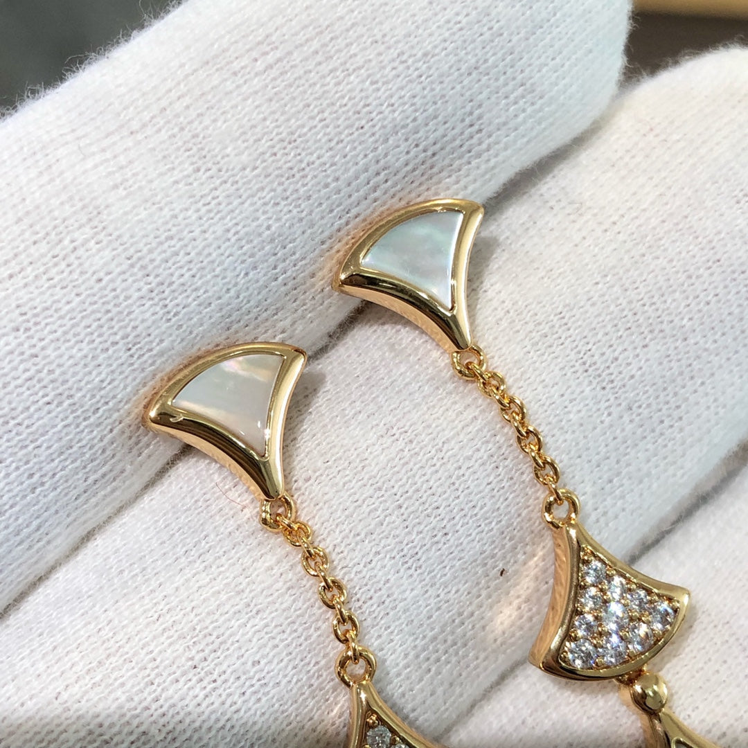 [Lume Jewelry]DREAM EARRINGS 3 MOTIFS DIAMOND MOP PINK GOLD