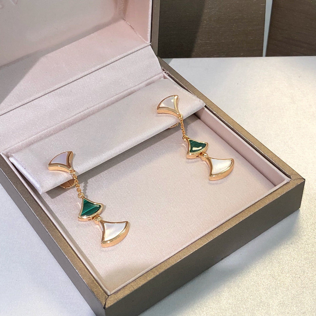 [Lume Jewelry]DREAM EARRINGS 3 MOTIFS MALACHITE MOP PINK GOLD