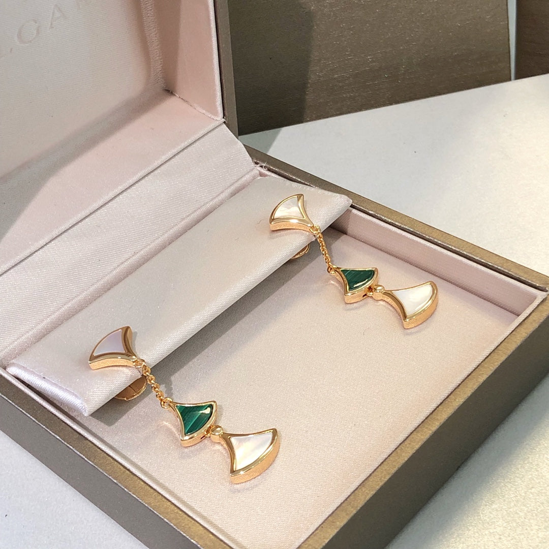 [Lume Jewelry]DREAM EARRINGS 3 MOTIFS MALACHITE MOP PINK GOLD