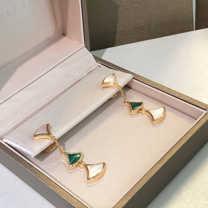[Lume Jewelry]DREAM EARRINGS 3 MOTIFS MALACHITE MOP PINK GOLD