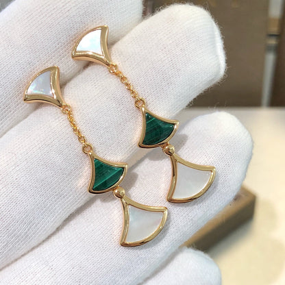 [Lume Jewelry]DREAM EARRINGS 3 MOTIFS MALACHITE MOP PINK GOLD