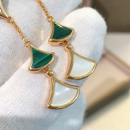 [Lume Jewelry]DREAM EARRINGS 3 MOTIFS MALACHITE MOP PINK GOLD