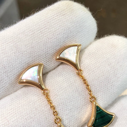 [Lume Jewelry]DREAM EARRINGS 3 MOTIFS MALACHITE MOP PINK GOLD