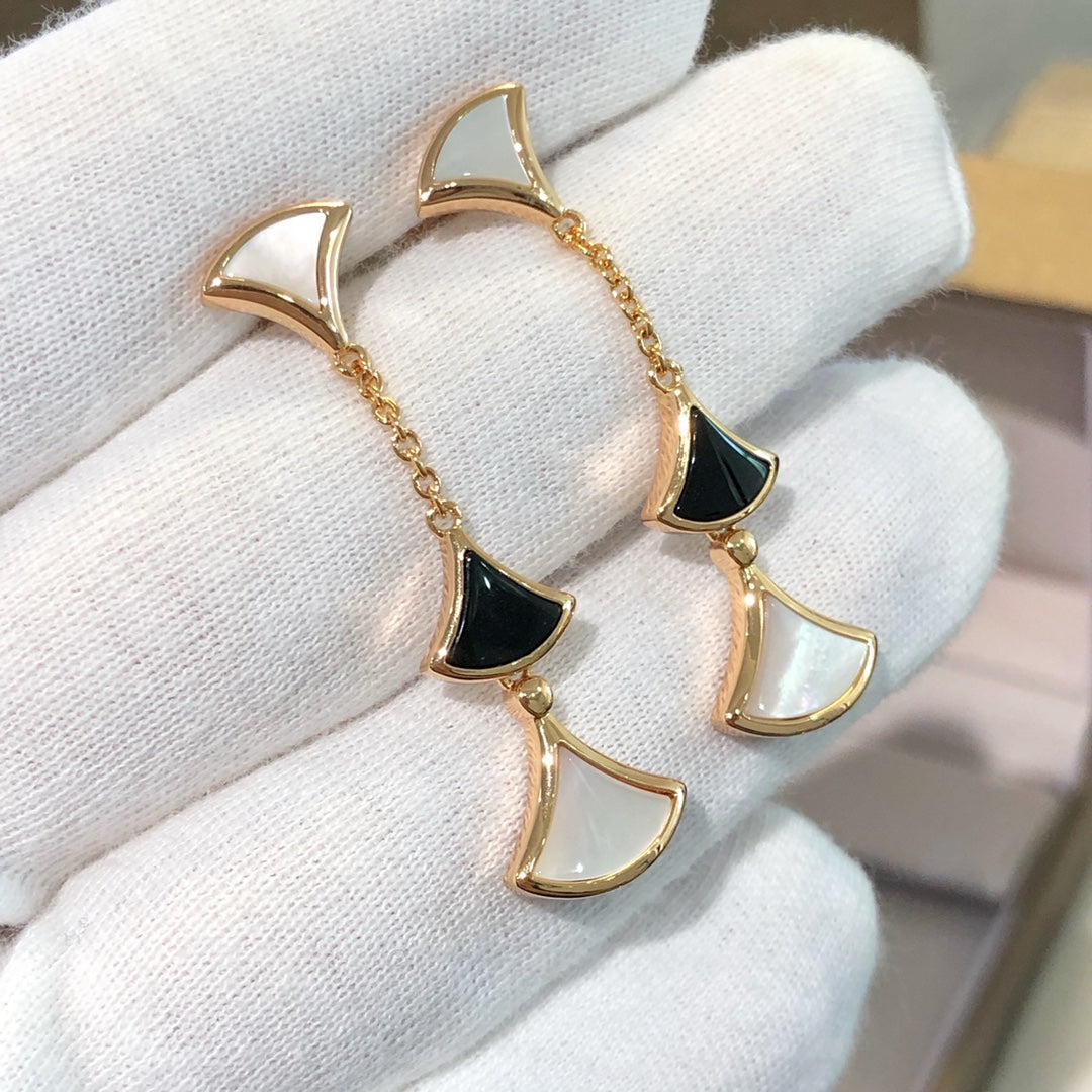 [Lume Jewelry]DREAM EARRINGS 3 MOTIFS ONYX MOP PINK GOLD