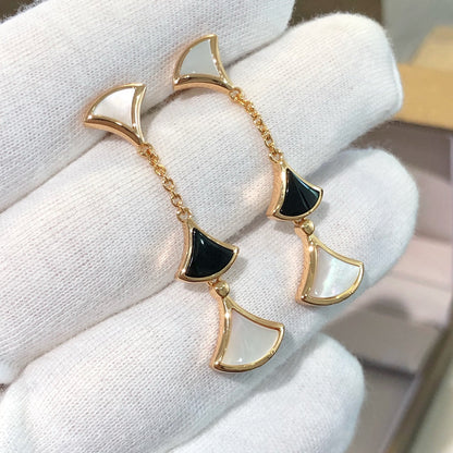 [Lume Jewelry]DREAM EARRINGS 3 MOTIFS ONYX MOP PINK GOLD