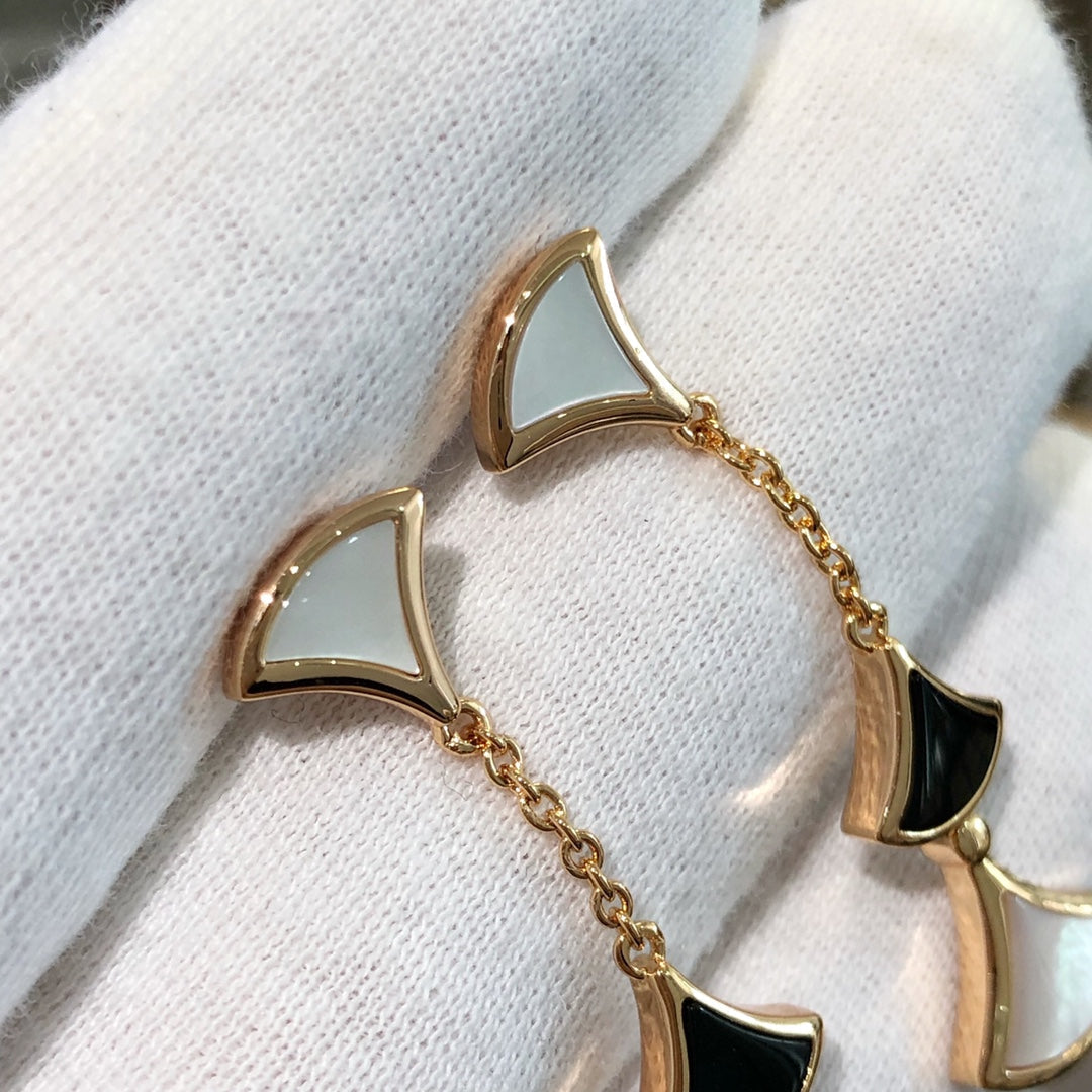 [Lume Jewelry]DREAM EARRINGS 3 MOTIFS ONYX MOP PINK GOLD