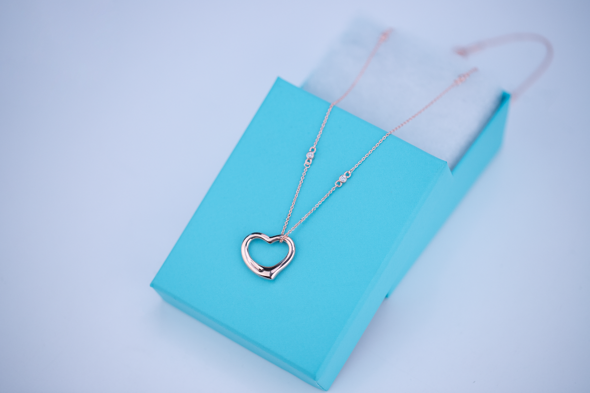 [Lume Jewelry]OPEN HEART PEDANT PINK GOLD NECKLACE