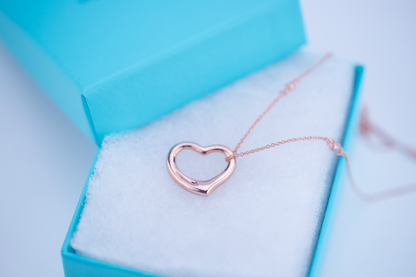 [Lume Jewelry]OPEN HEART PEDANT PINK GOLD NECKLACE