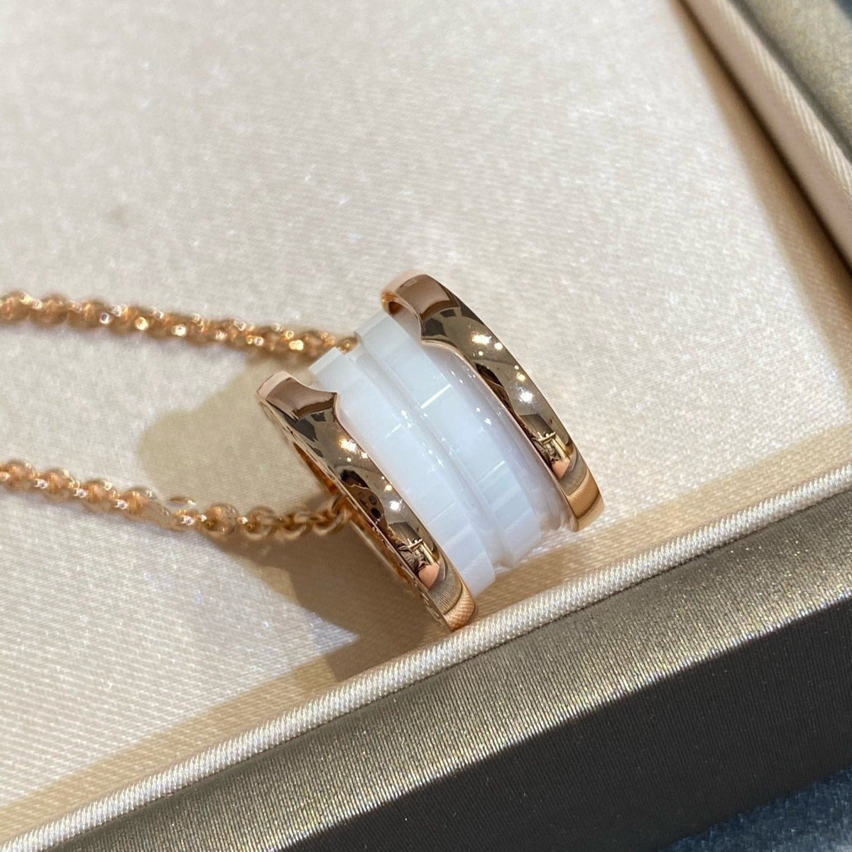[Lume Jewelry]ZERO 1 WHITE CERAMIC PINK GOLD NECKLACE