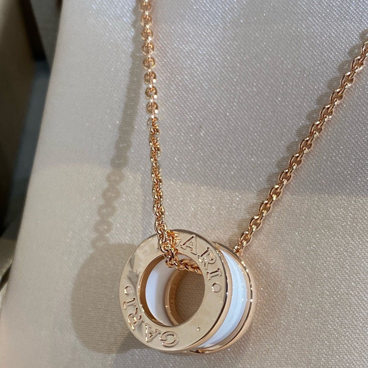 [Lume Jewelry]ZERO 1 WHITE CERAMIC PINK GOLD NECKLACE