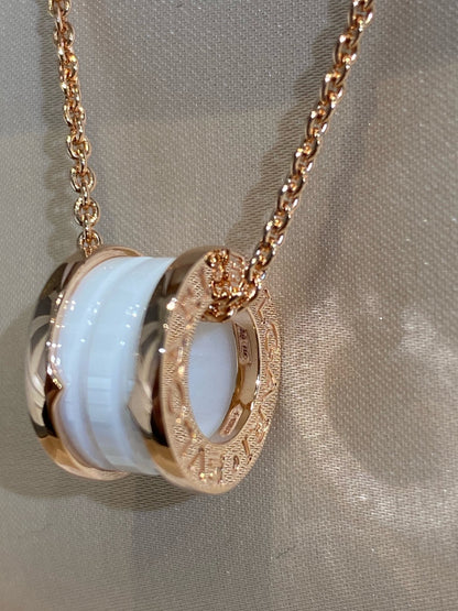 [Lume Jewelry]ZERO 1 WHITE CERAMIC PINK GOLD NECKLACE