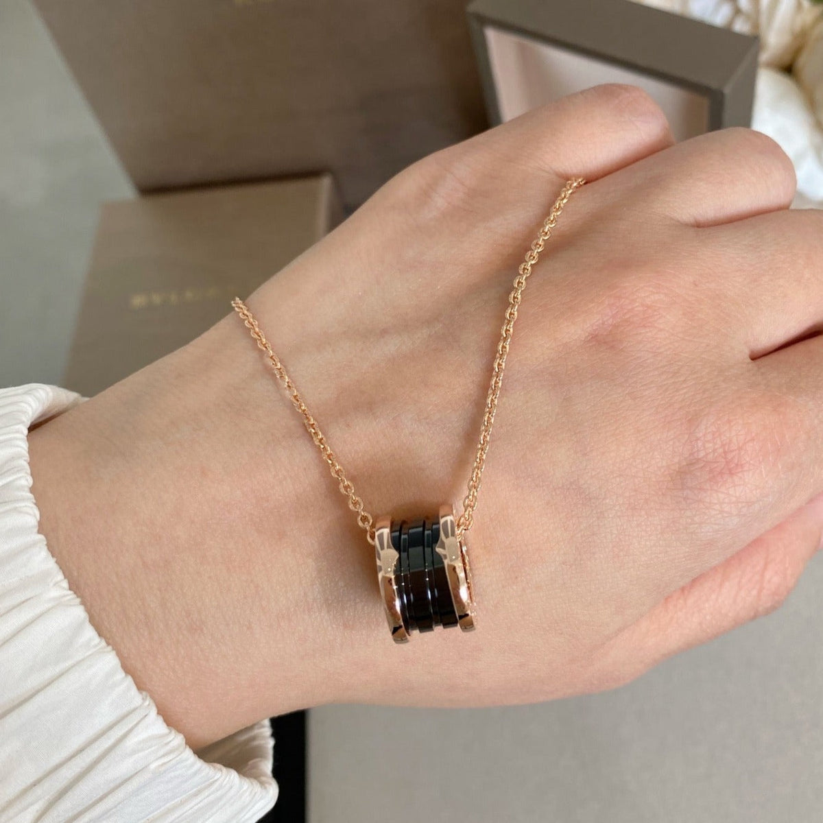 [Lume Jewelry]ZERO 1 BLACK CERAMIC PINK GOLD NECKLACE