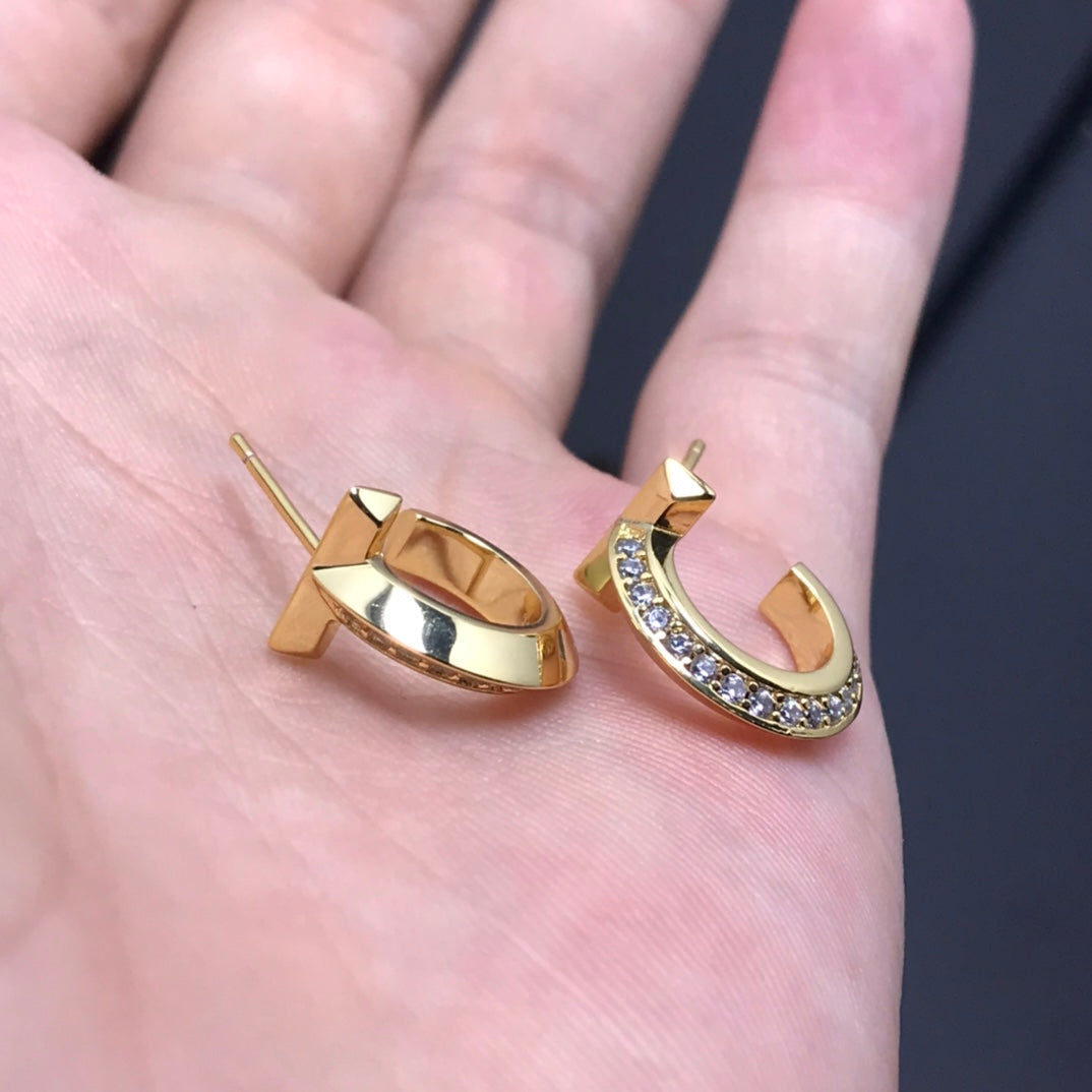 [Lume Jewelry]T HOOP DIAMOND EARRINGS