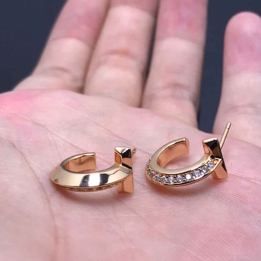 [Lume Jewelry]T HOOP DIAMOND EARRINGS
