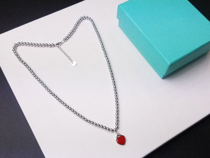 [Lume Jewelry]HEART PEDANT SILVER BALL CHAIN NECKLACE