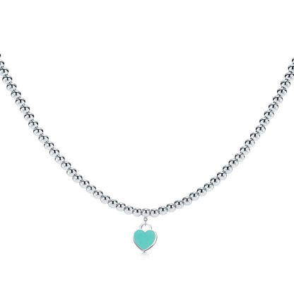 [Lume Jewelry]HEART PEDANT SILVER BALL CHAIN NECKLACE
