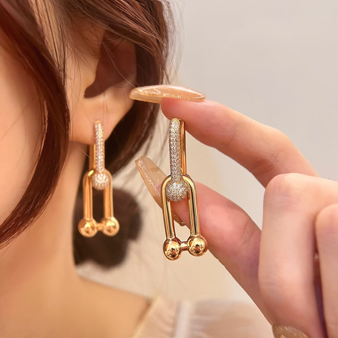 [Lume Jewelry]HARDWEAR DROP DIAMONDS EARRINGS