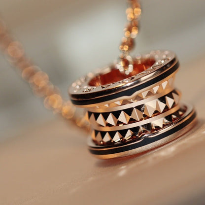 [Lume Jewelry]ZERO 1 ROCK PEDANT PINK GOLD BLACK NECKLACE