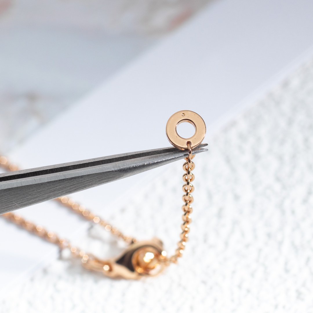 [Lume Jewelry]ZERO 1 WHITE CERAMIC PINK GOLD DIAMOND NECKLACE