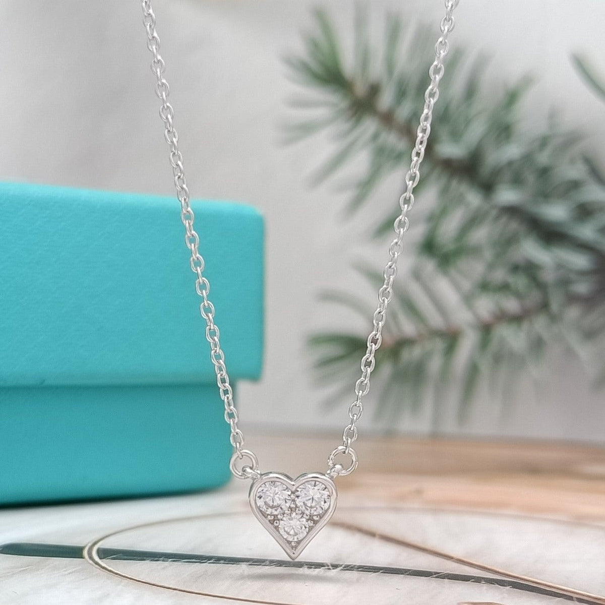 [Lume Jewelry]HEART 3 DIAMONDS PEDANT NECKLACE