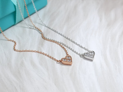 [Lume Jewelry]HEART 3 DIAMONDS PEDANT NECKLACE