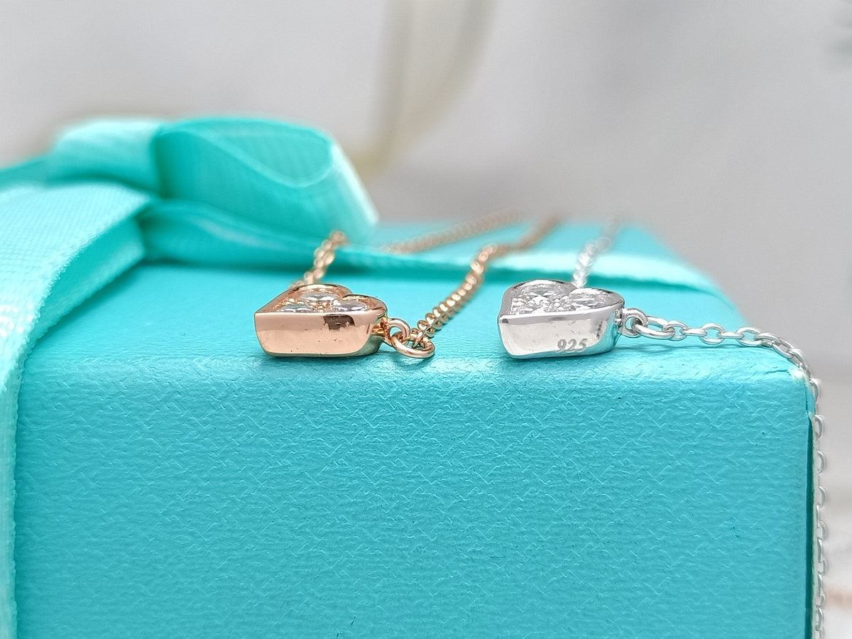 [Lume Jewelry]HEART 3 DIAMONDS PEDANT NECKLACE