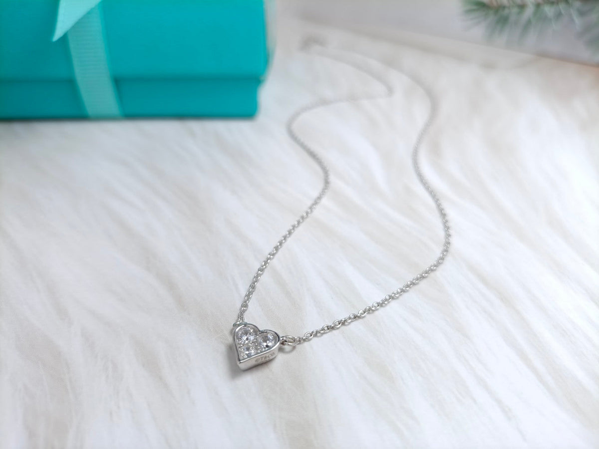 [Lume Jewelry]HEART 3 DIAMONDS PEDANT NECKLACE