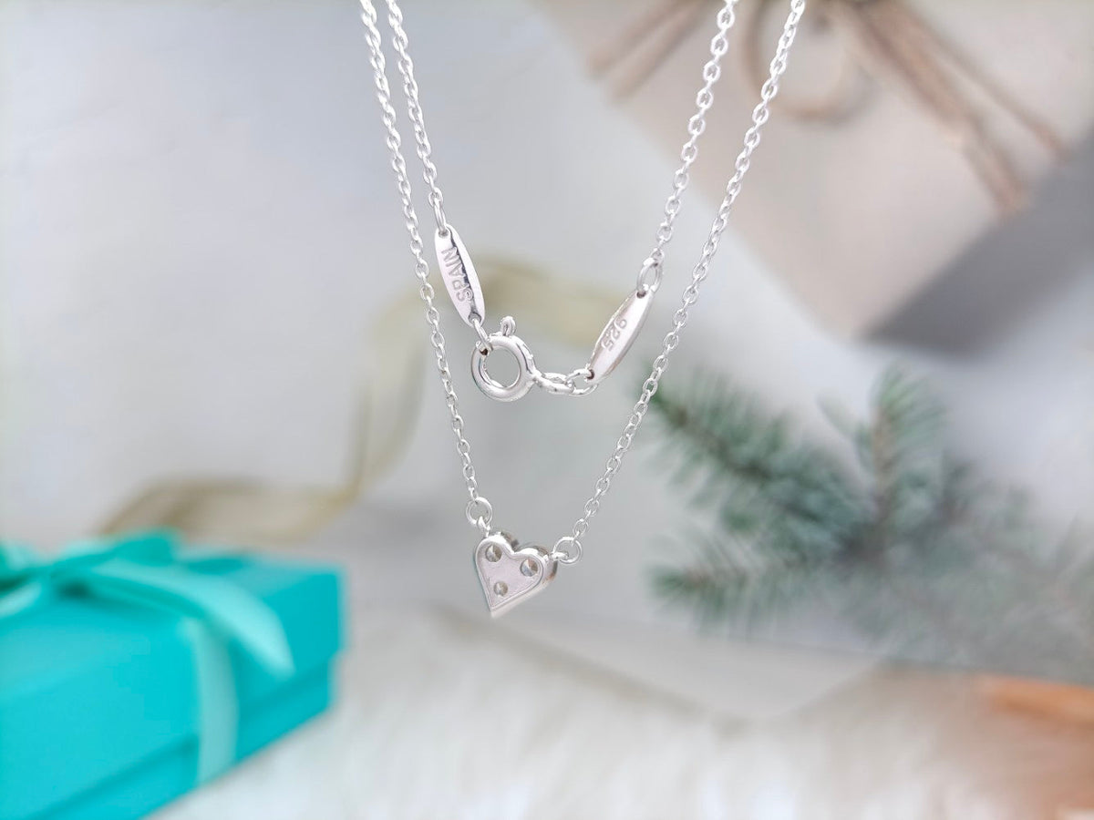 [Lume Jewelry]HEART 3 DIAMONDS PEDANT NECKLACE