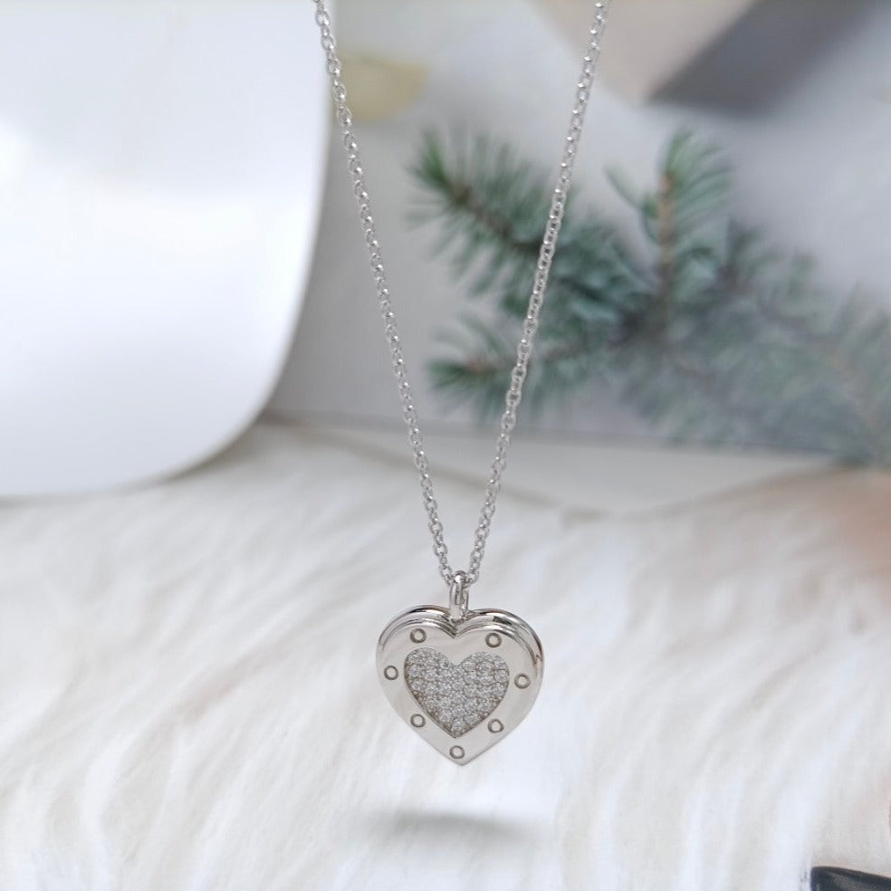 [Lume Jewelry]HEART DIAMONDS PEDANT NECKLACE