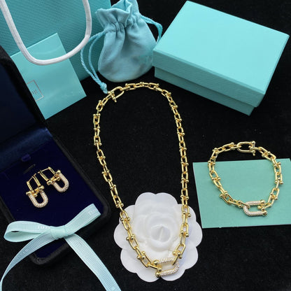 [Lume Jewelry]HARDWEAR LINK DIAMOND GOLD EARRINGS