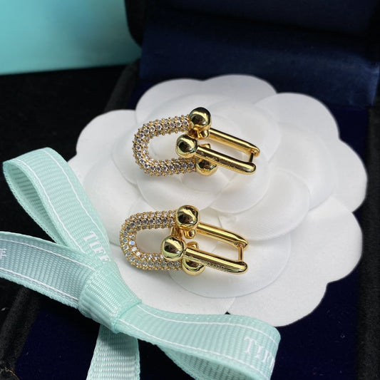 [Lume Jewelry]HARDWEAR LINK DIAMOND GOLD EARRINGS