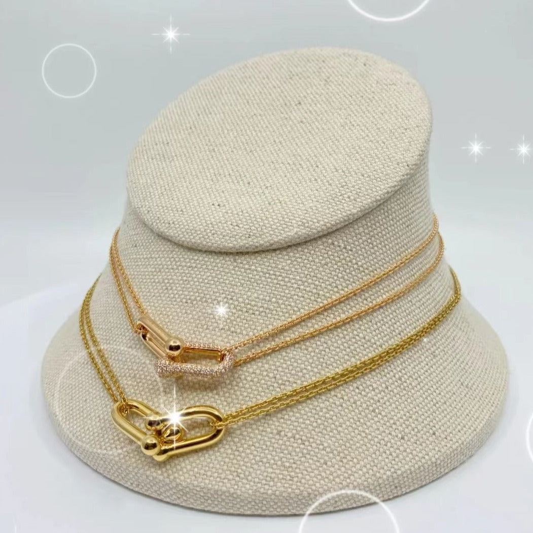 [Lume Jewelry]HARDWEAR GOLD DOUBLE LINK NECKLACE