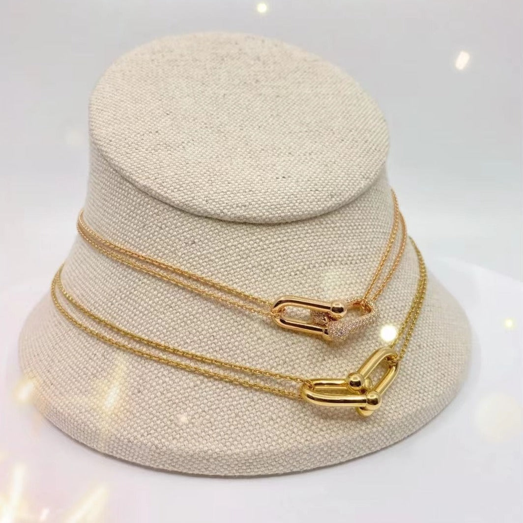 [Lume Jewelry]HARDWEAR GOLD DOUBLE LINK NECKLACE