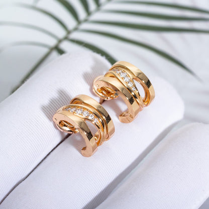 [Lume Jewelry]ZERO 1 PINK GOLD DIAMONDS EARRINGS