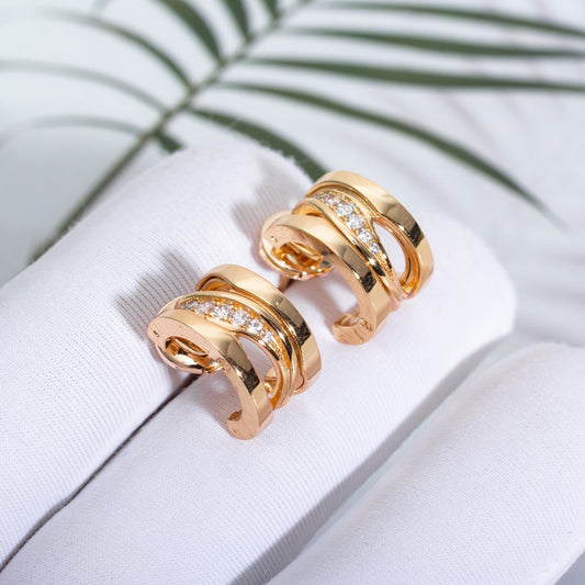 [Lume Jewelry]ZERO 1 PINK GOLD DIAMONDS EARRINGS