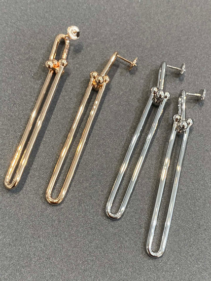 [Lume Jewelry]HARDWEAR DOUBLE LONG LINK EARRINGS