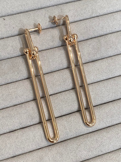 [Lume Jewelry]HARDWEAR DOUBLE LONG LINK EARRINGS