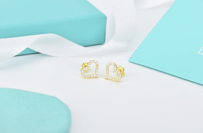 [Lume Jewelry]OPEN HEART STUD DIAMOND EARRINGS