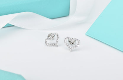 [Lume Jewelry]OPEN HEART STUD DIAMOND EARRINGS
