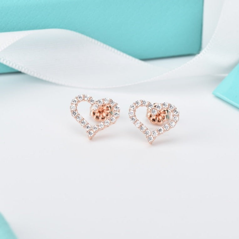 [Lume Jewelry]OPEN HEART STUD DIAMOND EARRINGS