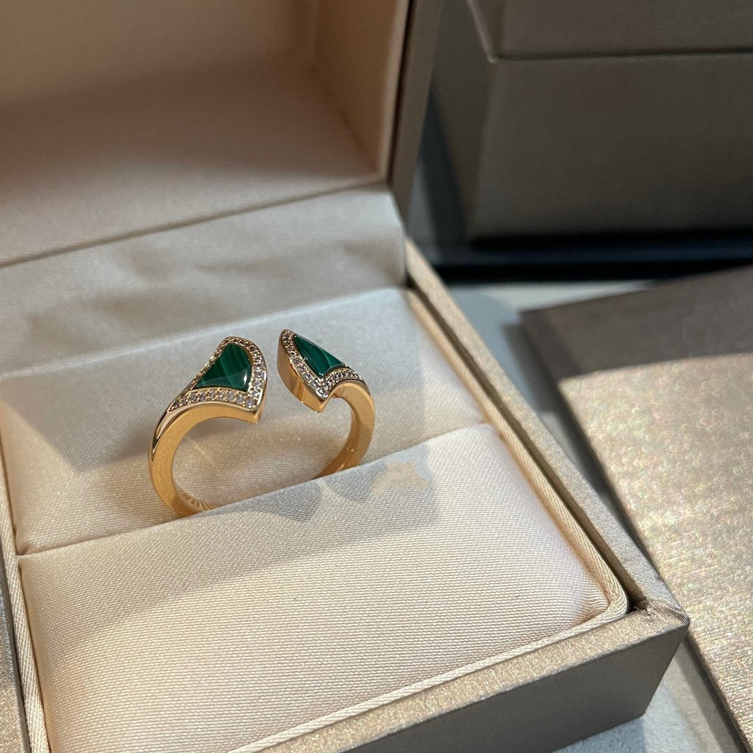 [Lume Jewelry]DREAM MALACHITE DIAMOND OPEN RING