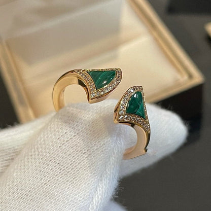 [Lume Jewelry]DREAM MALACHITE DIAMOND OPEN RING