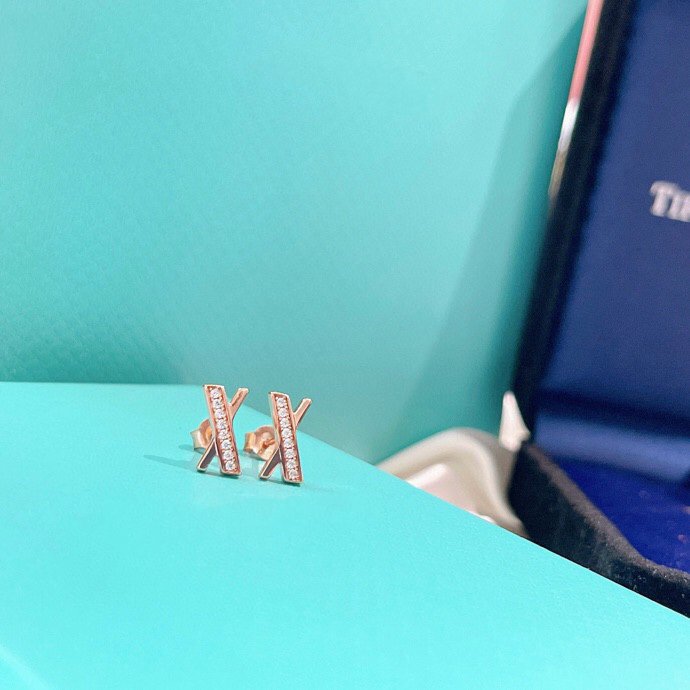 [Lume Jewelry]X EARRINGS ROSE GOLD DIAMONDS