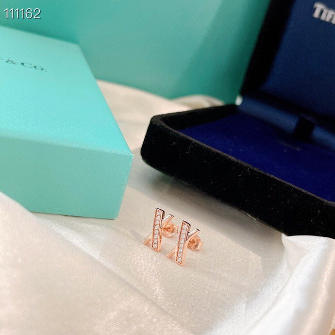 [Lume Jewelry]X EARRINGS ROSE GOLD DIAMONDS