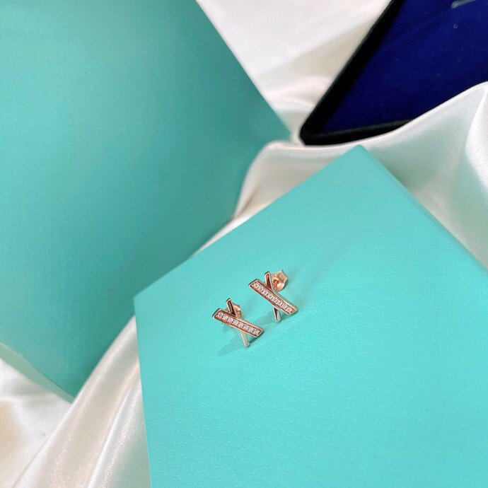 [Lume Jewelry]X EARRINGS ROSE GOLD DIAMONDS