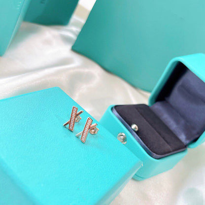 [Lume Jewelry]X EARRINGS ROSE GOLD DIAMONDS