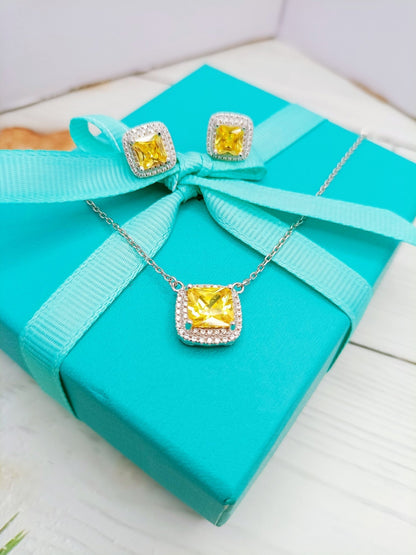 [Lume Jewelry]SPARKLERS CITRINE GEMSTONE PENDANT NECKLACE STERLING SILVER