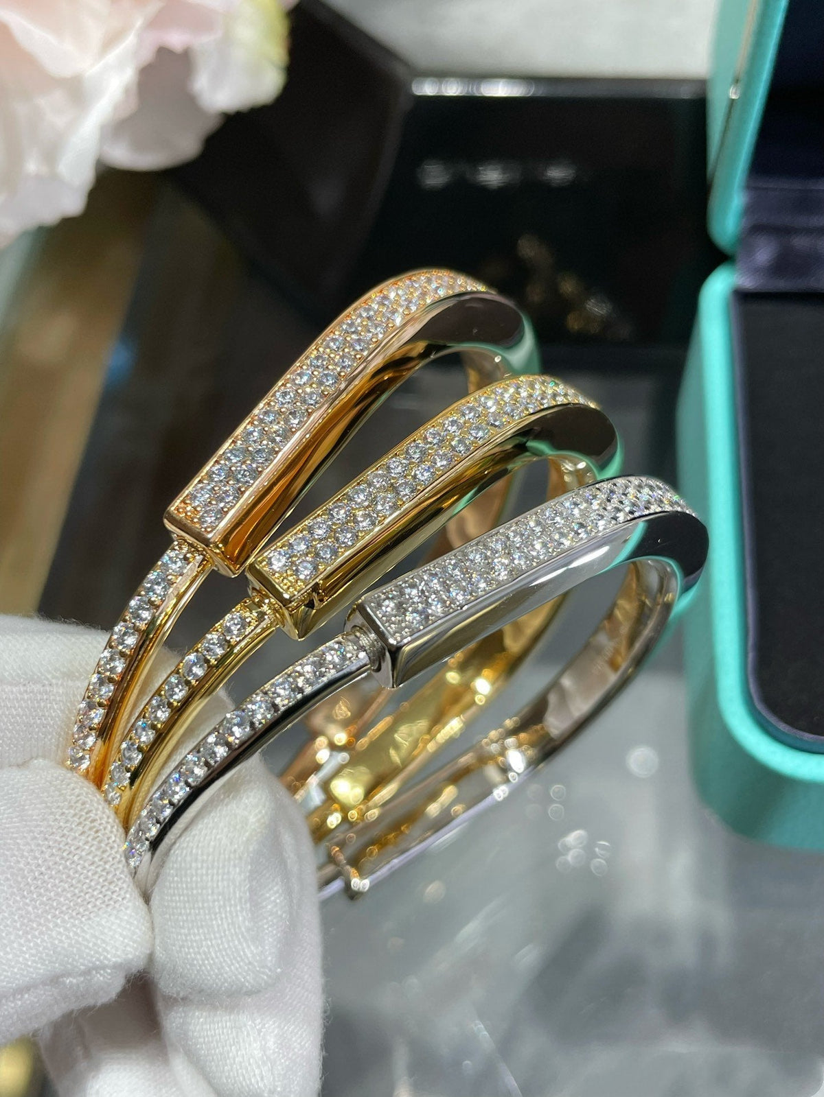[Lume Jewelry]LOCK BRACELET DIAMOND PAVED