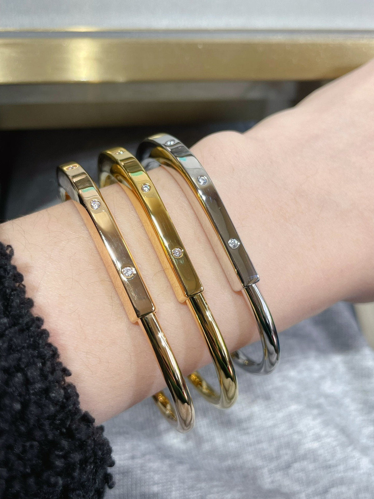 [Lume Jewelry]LOCK BRACELET 8 DIAMOND